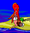 Johnny tangles with an octopus